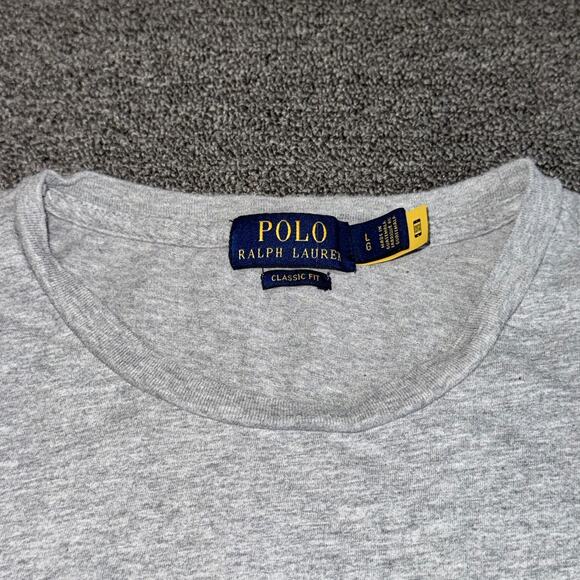 Polo Ralph Lauren Polo Bear T-Shirt Men’s L Gray Colorblock Sleeves Classic Fit - Picture 5 of 7